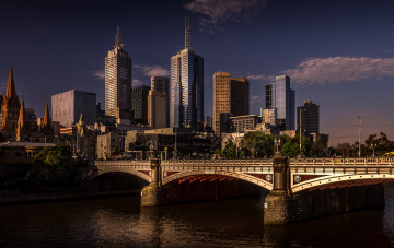 Картинка swanston+st+bridge города мельбурн+ австралия высотки