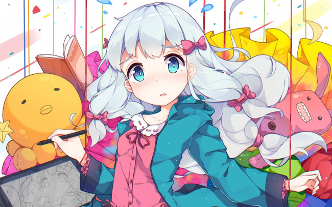 Обои картинки фото аниме, eromanga-sensei, фон, взгляд, девушка