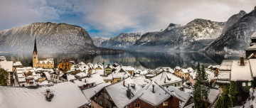 Картинка города гальштат+ австрия озеро зима горы