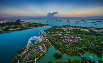 обоя singapur marina bay, города, сингапур , сингапур, простор