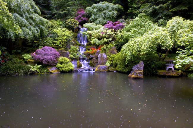 Обои картинки фото природа, парк, водоем, водопад