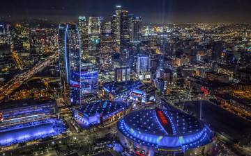 Картинка города лос-анджелес+ сша панорама огни вечер