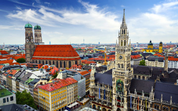 обоя города, мюнхен , германия, панорама
