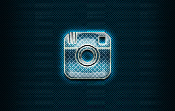 обоя instagram, бренды, - другое, синий, фон, стеклянный, логотип, иллюстрации, социальные, сети