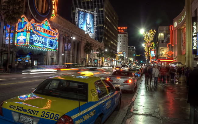 Обои картинки фото города, лос-анджелес , сша, огни, вечер, улица