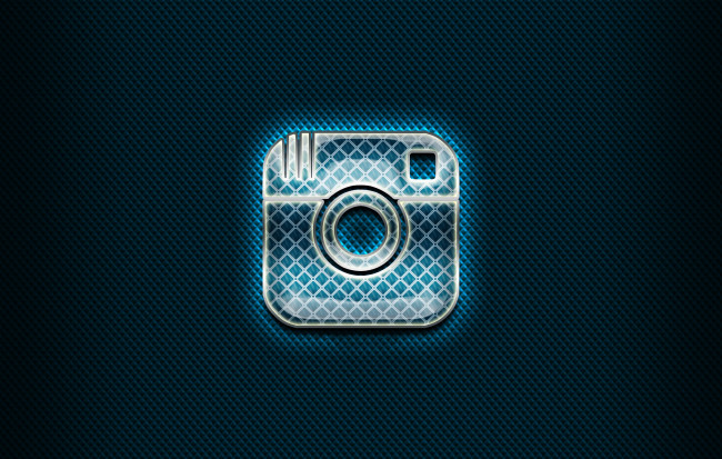 Обои картинки фото instagram, бренды, - другое, синий, фон, стеклянный, логотип, иллюстрации, социальные, сети