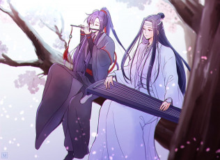 Картинка аниме mo+dao+zu+shi вэй усянь лань ванцзи флейта гуцинь дерево