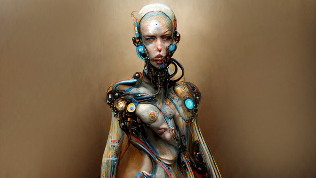 Обои картинки фото фэнтези, роботы,  киборги,  механизмы, нейросеть, нейро, киборг, мутант