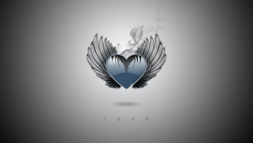 обоя 3д графика, романтика , romantics, сердечко, крылья, дым