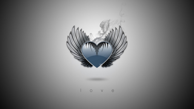 Обои картинки фото 3д графика, романтика , romantics, сердечко, крылья, дым