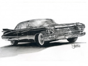 обоя cadillac, eldorado, 1958, рисованные, авто, мото