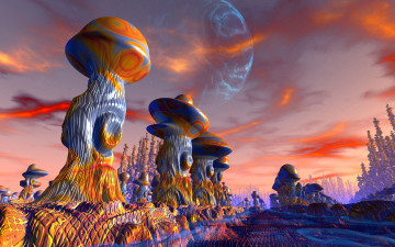 Картинка 3д графика fantasy фантазия небо планета облака