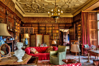 Картинка интерьер кабинет библиотека офис великобритания англия замок