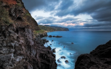 Картинка природа побережье панорама горизонт море скалы