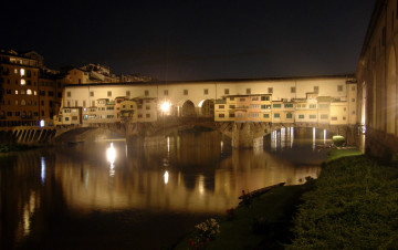 Картинка италия тоскана флоренция города огни ночь дома мост