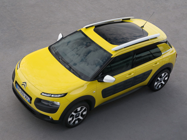 Обои картинки фото автомобили, citroen, citroеn, c4, cactus, 2014г, желтый