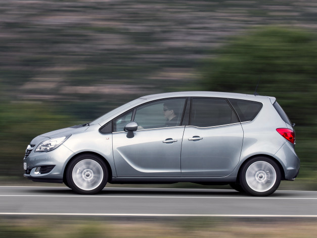 Обои картинки фото автомобили, opel, серый, 2014г, b, meriva