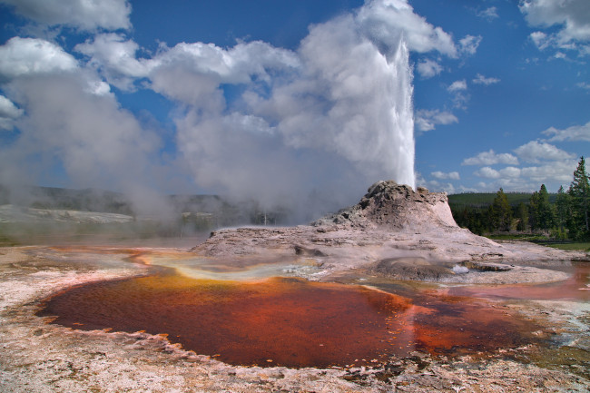 Обои картинки фото природа, стихия, горячее, озеро, гейзер, фонтан, извержение