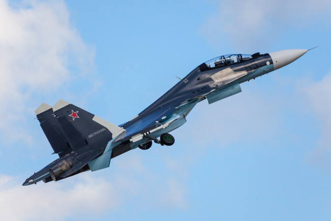 Обои картинки фото авиация, боевые самолёты, истребитель, двухместный, су-30см, многоцелевой, небо