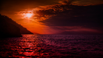 Картинка природа восходы закаты горы закат облака небо море