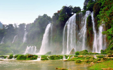 Картинка природа водопады зелень потоки вода
