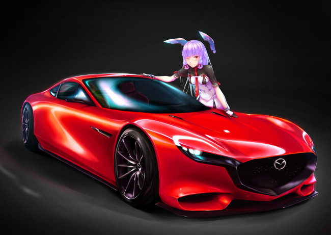 Обои картинки фото аниме, kantai collection, car, red, girl, supercar, mecha, anime, japanese, prety, bishojo, kantai, collection