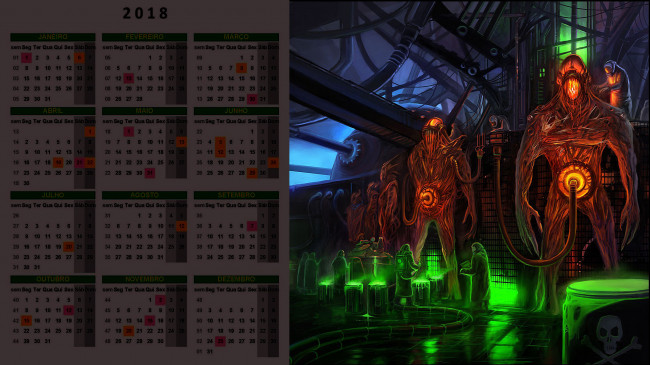 Обои картинки фото календари, фэнтези, робот, существо