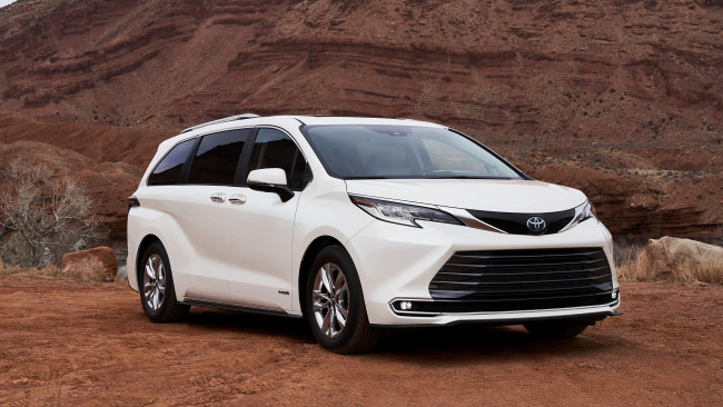 Обои картинки фото 2021 toyota sienna limited hybrid, автомобили, toyota, минивэн, тойота, белый, гибрид