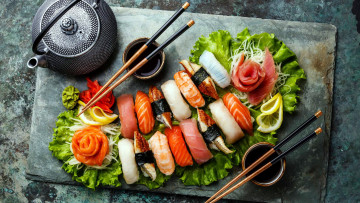 обоя еда, рыба,  морепродукты,  суши,  роллы, японская, кухня, роллы, суши