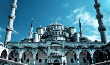 обоя города, стамбул , турция, мечеть, небо
