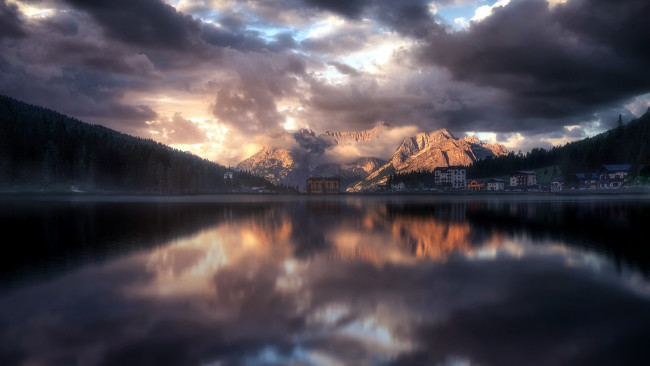 Обои картинки фото misurina lake, города, - здания,  дома, misurina, lake