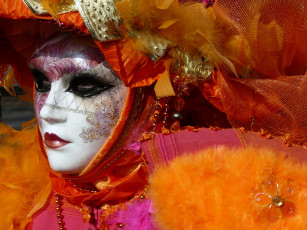 обоя разное, маски, карнавальные, костюмы, карнавал, венеция, оранжевый