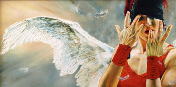 Картинка wlodzimierz kuklinski №603499 фэнтези ангелы девушка крылья перья повязка