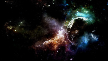 Картинка космос арт свечение звезды туманность планета