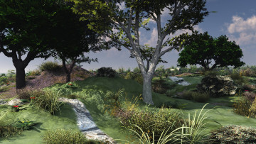 Картинка 3д графика nature landscape природа трава деревья