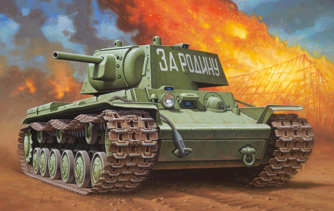 Обои картинки фото рисованные, армия, советский, enzo, maio, клим, ворошилов, кв-1, ссср, вторая, мировая, тяжелый, танк