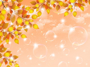 Картинка векторная+графика природа twigs блески пузыри осень листья веточка gloss bubbles autumn leaves