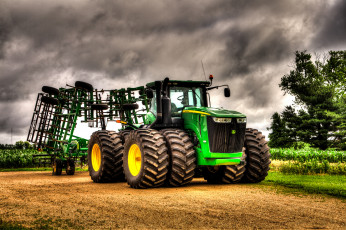 Картинка green+machine техника тракторы тяжёлый прицеп трактор колесный