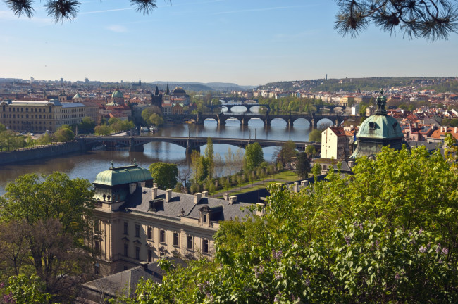 Обои картинки фото города, прага , Чехия, река, мосты