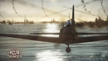 Картинка видео+игры war+thunder +world+of+planes полет самолет корабли море