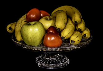 Картинка еда натюрморт черный фон яблоки бананы