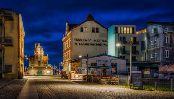 Картинка германия города -+огни+ночного+города фонари дорога ночь отель