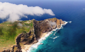 Картинка юар +мыс+доброй+надежды природа побережье море скалы облака панорама