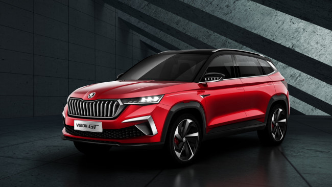 Обои картинки фото 2019 skoda vision gt, автомобили, skoda, suv, концепт, 2019, vision, gt, красный, кроссовер