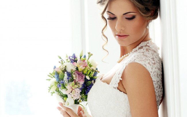 Обои картинки фото девушки, - невесты, невеста, свадебное, платье