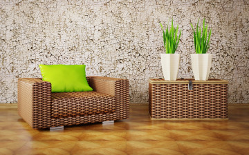 Картинка 3д графика realism реализм растения подушка дизайн кресло