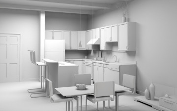 Картинка 3д графика realism реализм стол кухня