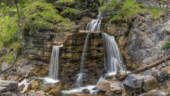 Обои картинки фото природа, водопады, речка, скалы, водопад