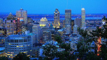 обоя города, монреаль , канада, огни, вечер, панорама