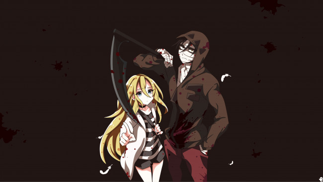 Обои картинки фото аниме, satsuriku no tenshi, satsuriku, no, tenshi, ангел, кровопролития, парень, девушка